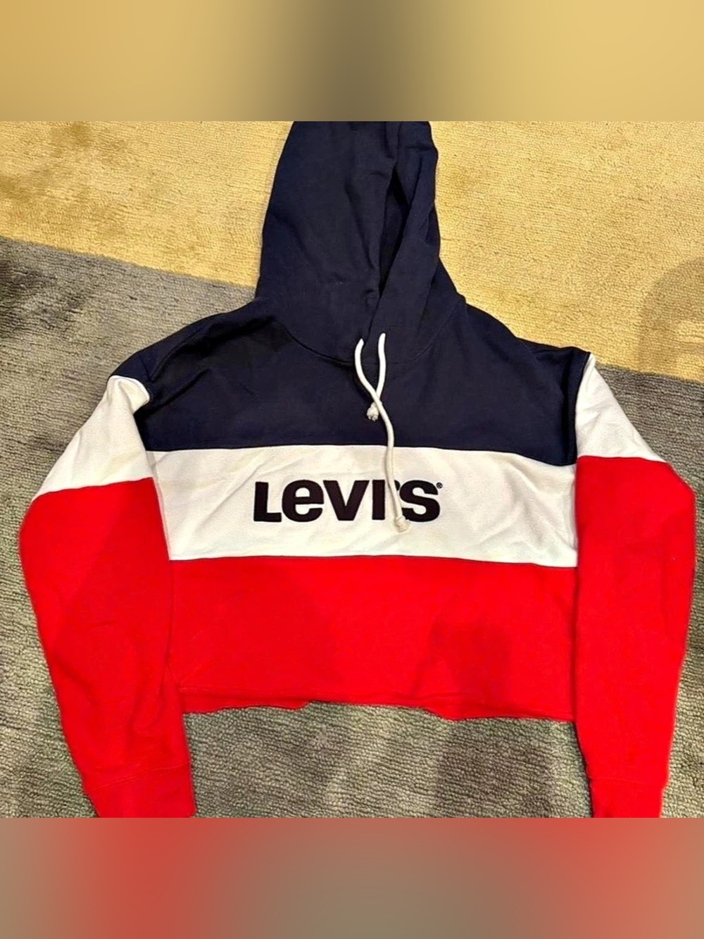 Levi's Colorblock Cropped Hoodie in Red & Black